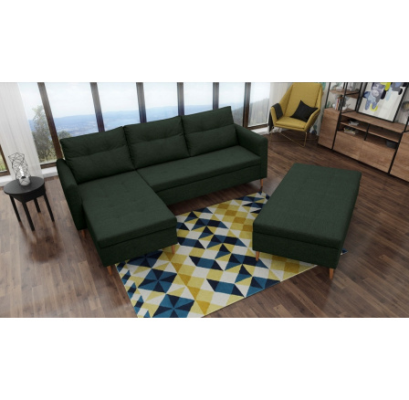 Rohová sedacia súprava s taburetom Areon L zelená