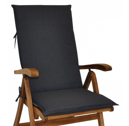 Vankúš pre záhradné kreslo z teakového dreva UNI high - látka tmavo sivá melír