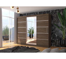 Šatní skriňa s posuvnými dverami a zrkadlom SALTO 250 Choco+Choco