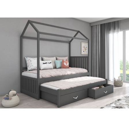 Posteľ domček JONASZEK 180x80 Grafit