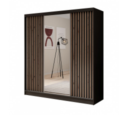 Šatní skriňa s posuvnými dverami a zrkadlom Ida 200 Čierna+Čierna