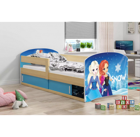 1-PODLAŽNÝ RÁM POKLOPU BOROVICA NÁLEPKA SNEH BEZ MATRACA 80 X 160 KPL