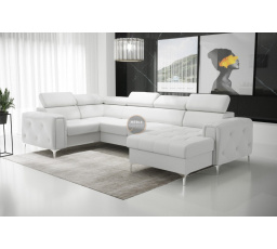 Rohová sedacia súprava ORION MAX III s funkciou spania 165x320x185 cm - biela eko koža, ľavá