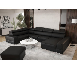 Rohová sedacia súprava ROYAL MAX II priemer 30x375x185 - čierna eko koža, ľavá