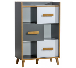 Komoda WERSO - W5, Biela Brilliant+Antracit+Rivera