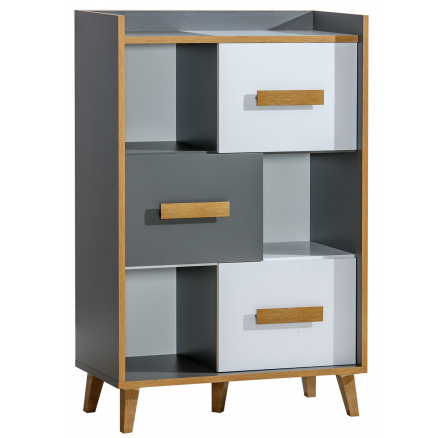 Komoda WERSO - W5, Biela Brilliant+Antracit+Rivera