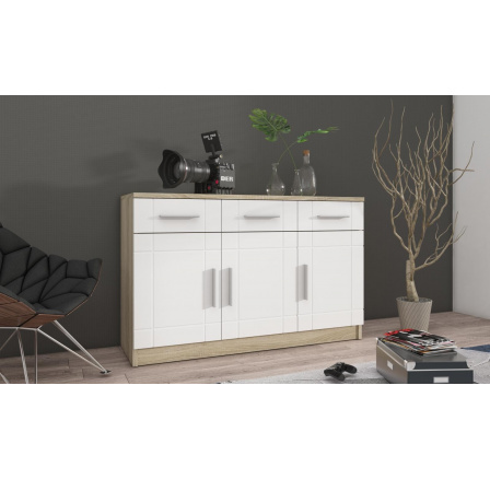 Komoda Parker 3D3S, dub sonoma/biela