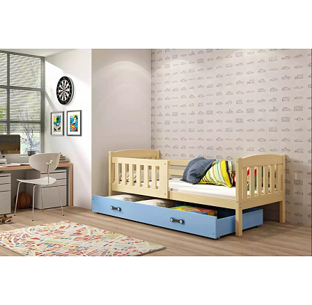 Posteľ Kuba 90x200 borovica/modrá Posteľ Kuba 90x200 borovica/modrá