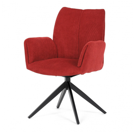 Jedálenská stolička, červená látka, 180° otočný mechanizmus, čierny kov