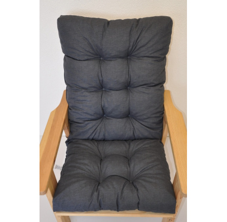 Vankúš pre záhradné kreslo vysoký - látka tmavo šedá melír