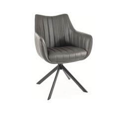 Jedálenská otočná stolička AZALIA, sivá ekokoža/čierny mat