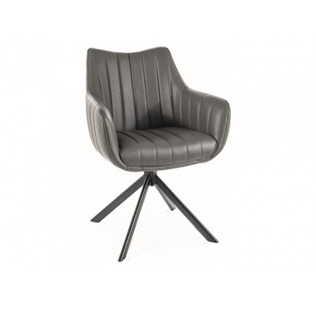 Jedálenská otočná stolička AZALIA, sivá ekokoža/čierny mat