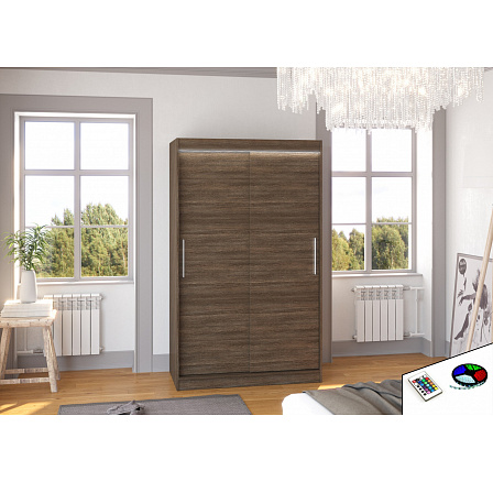 Posuvná skriňa s LED osvetlením COLLIN 120 Choco+Choco Posuvná skriňa s LED osvetlením COLLIN 120 Choco+Choco