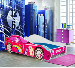 CAR PINK 140x70 Ružová posteľ s matracom