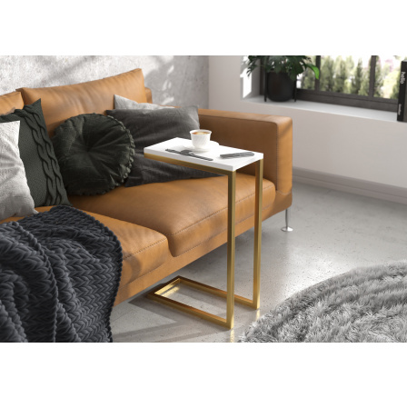 Pomocný stolík SPARK Zlatý+Biely