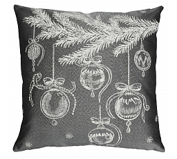 Polštář s výplní - šedý vánoční motiv, 100% polyester, 45 x 45 cm