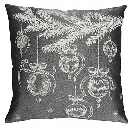 Polštář s výplní - šedý vánoční motiv, 100% polyester, 45 x 45 cm
