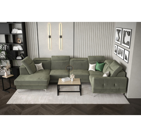 Rohová sedacia súprava MALIBU MAX II 180x350x182 cm - olivová, pravá strana