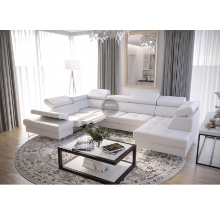 Rohová sedacia súprava GALAXY MAX II, relax s funkciou spania 215x350x170 - Eko koža biela, ľavá Rohová sedacia súprava GALAXY MAX II, relax s funkciou spania 215x350x170 - Eko koža biela, ľavá