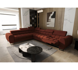 Rohová sedacia súprava ASPEN MAX, relax priemer 30x260 cm - tehlová, ľavá