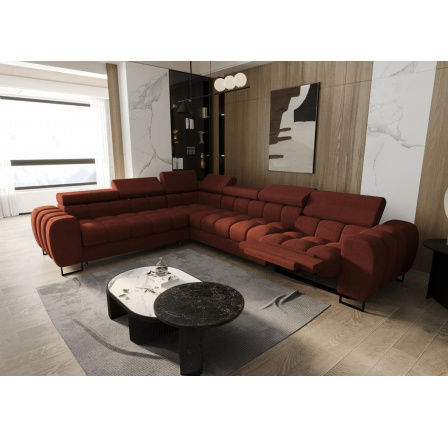 Rohová sedacia súprava ASPEN MAX, relax priemer 30x260 cm - tehlová, ľavá