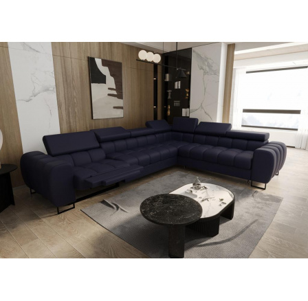 Rohová sedacia súprava ASPEN MAX, relax prírodná koža priemer 30x260 cm - Modrá koža, pravá Rohová sedacia súprava ASPEN MAX, relax prírodná koža priemer 30x260 cm - Modrá koža, pravá
