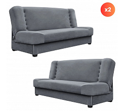 Sada 2x Rozkladacia Pohovka PIANO Sivá Zamatová