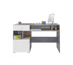 Písací stôl SIGMA - SI10, biely lux + betón + dub
