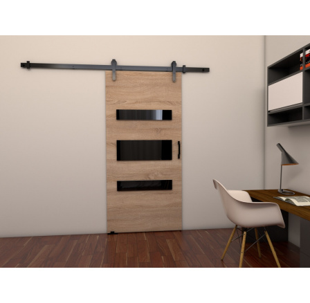 Posuvné dvere LOFT D90, Sonoma/čierna Posuvné dvere LOFT D90, Sonoma/čierna