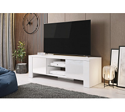 TV komoda WEST, biela / biely lesk
