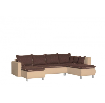 Rohová sedacia súprava v tvare U - PRIMA, etna 25 hnedá/mäkká 912 krémová