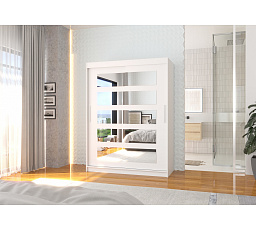 Posuvná skriňa so zrkadlom MURANI 150 Biela+Biela