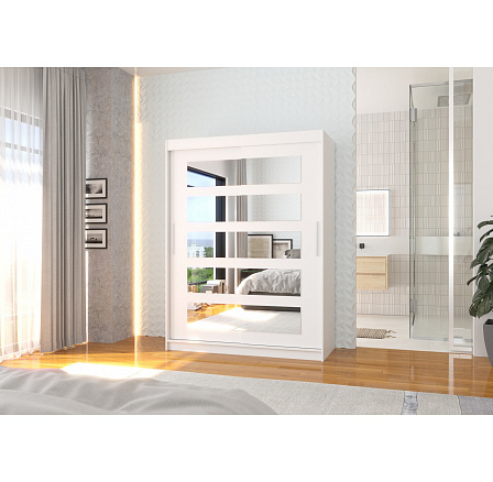 Posuvná skriňa so zrkadlom MURANI 150 Biela+Biela