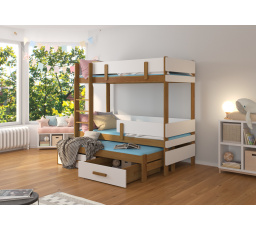 Trojposchodová posteľ ETAPO 180x80 Dub+Biela