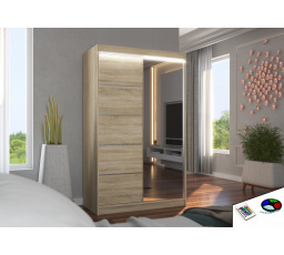 Posuvná skriňa so zrkadlom a LED osvetlením NICEA 120 Sonoma+Sonoma