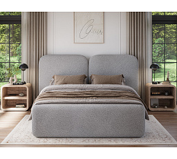Posteľ Ollival 160x200 s kovovým rámom a úložným boxom, béžová bouclé Royal 04 180x200 1