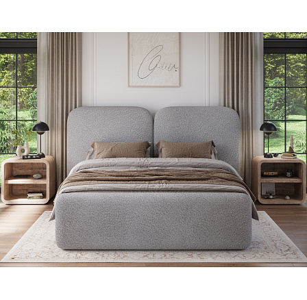 Posteľ Ollival 160x200 s kovovým rámom a úložným boxom, béžová bouclé Royal 04 180x200 1 Posteľ Ollival 160x200 s kovovým rámom a úložným boxom, béžová bouclé Royal 04 180x200 1