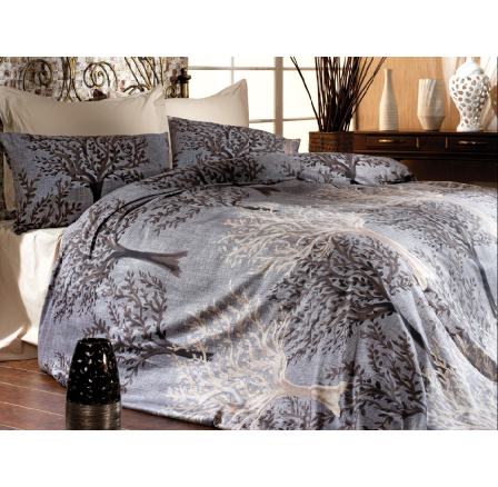 Saténová obliečka na vankúš Trees grey 50x70