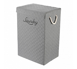 Koš látkový - krabice s uchy a víkem, vysoký, šedý