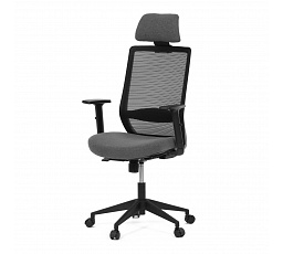 Stolička kancelárska, čierna MESH sieťovina, čierna látka, plastový kríž, synchronný mechanizmus, kolieska pre tvrdé povrchy