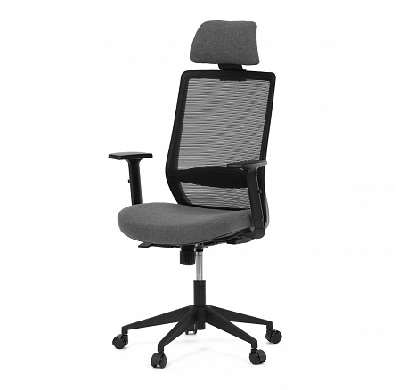 Stolička kancelárska, čierna MESH sieťovina, čierna látka, plastový kríž, synchronný mechanizmus, kolieska pre tvrdé povrchy