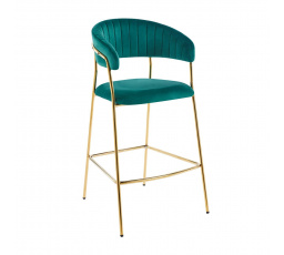 Barová stolička H3-FX, zelená / zlatá
