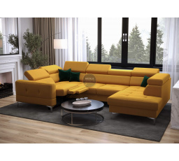 Rohová sedacia súprava TOSCANIA MAX I, relax s funkciou spania 170x350x185 cm - žltá, ľavá