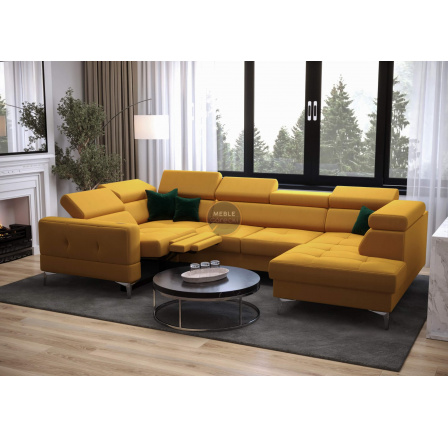 Rohová sedacia súprava TOSCANIA MAX I, relax s funkciou spania 170x350x185 cm - žltá, ľavá Rohová sedacia súprava TOSCANIA MAX I, relax s funkciou spania 170x350x185 cm - žltá, ľavá