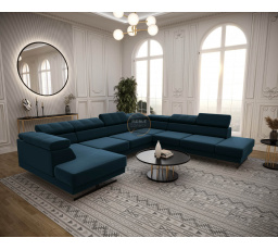 Rohová sedacia súprava EMPORIO MAX II 300X350X180 - modrá, pravá