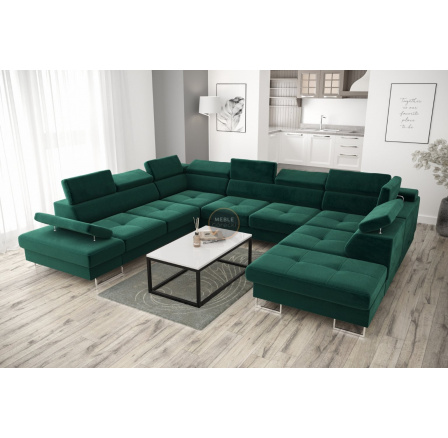 Rohová sedacia súprava GALAXY MAX I s funkciou spania 280x350x225 - zelená, ľavá