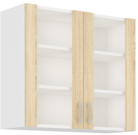 Horní skřínka SARA - 80 GS-72 2F, Bílá / Dub Sonoma Horní skřínka SARA - 80 GS-72 2F, Bílá / Dub Sonoma