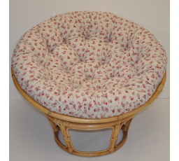 Ratanový papasan 100 cm medový vankúš s motívom ruže