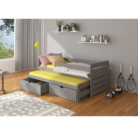 Manželská posteľ so zábradlím TOMI 200x90 sivá