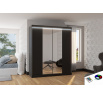 Posuvná skriňa so zrkadlom a LED osvetlením BALANCE 180 Čierna+Čierna